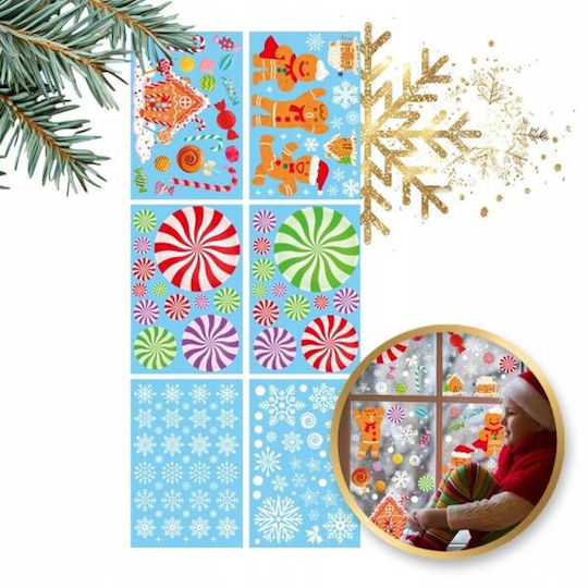 Ecarla Weihnachtsaufkleber Bunte Fensteraufkleber 6 Stücke 20x30cm Nkd14