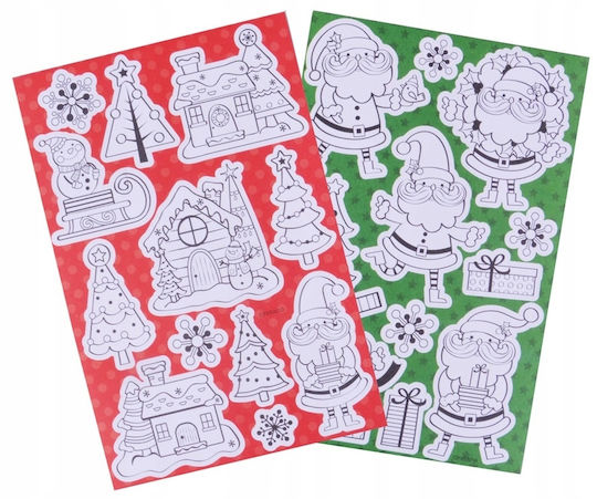 Christmas Coloring Stickers Over 40 Pcs