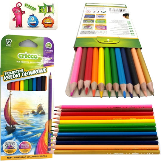 Cricco Triangular Crayons 12 Colors Mix Cr322k12