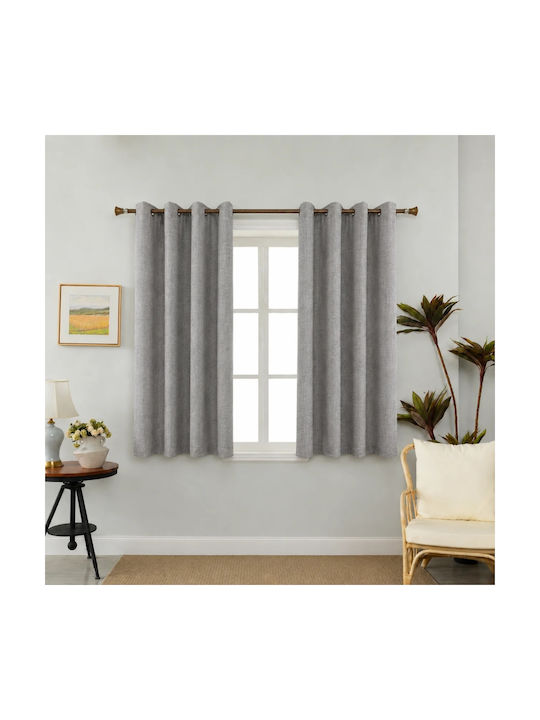 My Home Luxury Vorhang mit Grommet Linen Dunkelgrau 200x140cm