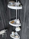 SteweHome Corner Floor Bathroom Shelf Metallic White