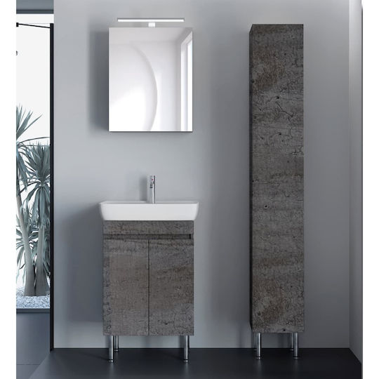 Chrisart Badezimmer Waschtisch-Einheit mit Waschbecken & Spiegel M60xB40xH64cm Beton