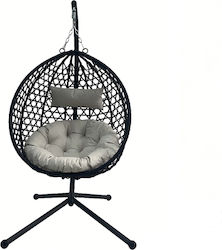 Medrelaxhome Κούνια-φωλιά Βάση Rattan Μ100xπ100xυ200cm Μαύρη