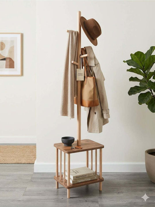 SteweHome Wooden Brown Coat Rack 163cm