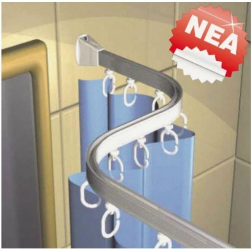 Flexible Duschvorhangstange Vorhangschiene Wandmontiert aus Aluminium 300cm
