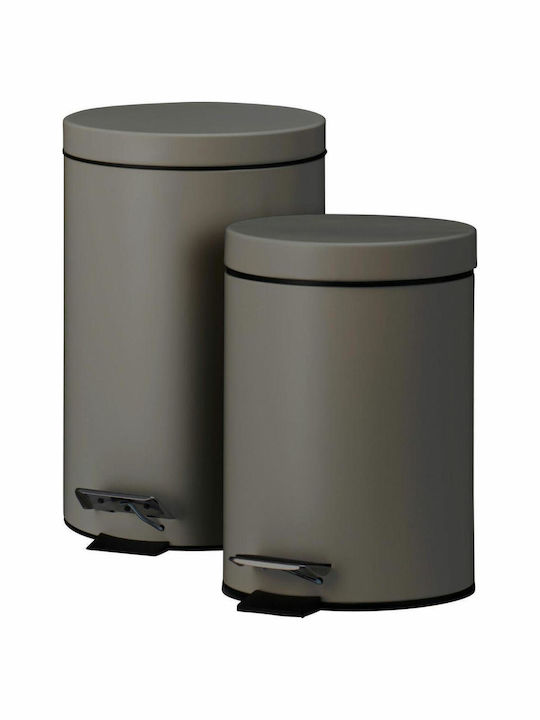 HowHomely Inox Bathroom Brush and Bin Set 12l Brown