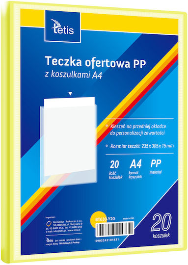 Pp Presentation Folder 20 Sleeves A4 Yellow