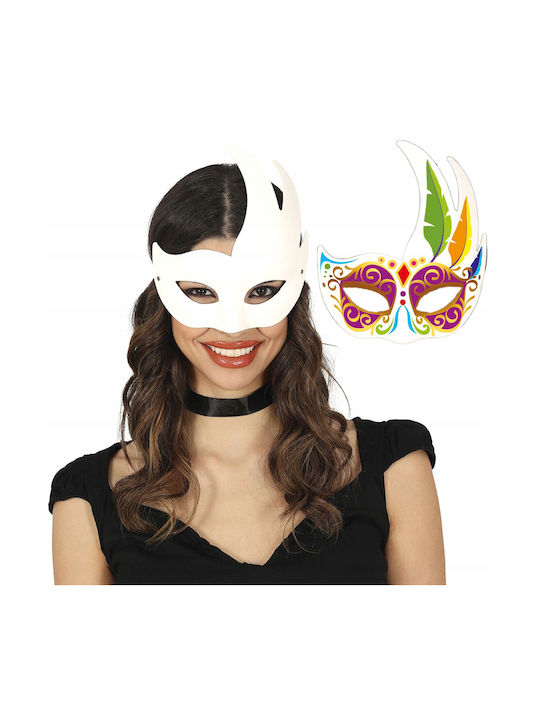 Bază Mască Venețiană de Carnaval Albă Pentru Pictură Diy Petrecere