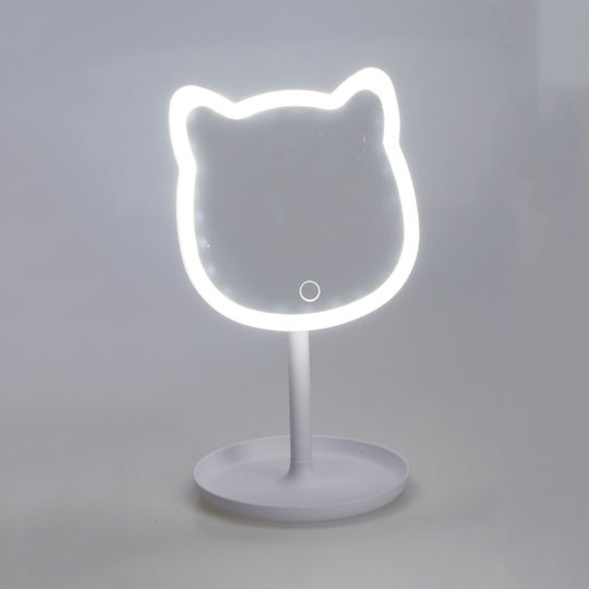 Oglindă Machiaj de Birou cu Lumină 15.3x14cm Albă