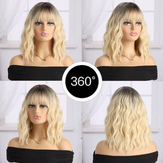 Aph Wig Wavy Blonde Hair Bangs Wig-515b