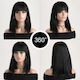 Aph Περούκα Μαύρο Μαλλί Αφέλειες Wig Black Hair Bangs Wig-420