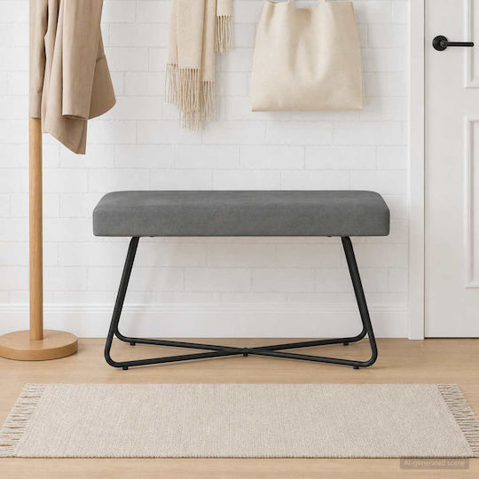 Bench Stool Upholstered with Dark Grey Velvet 80x40x45cm