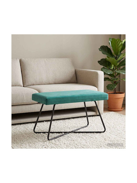 Velvet Upholstered Bench Stool Turquoise 80x40x45cm