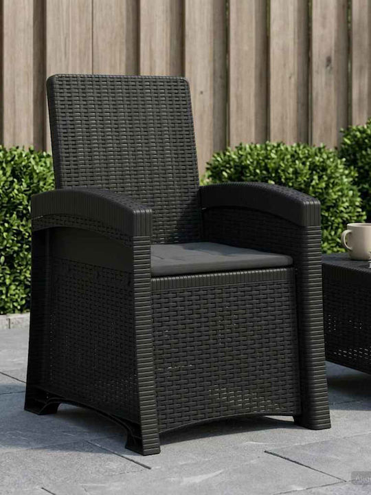 vidaXL Gartenstühle Rattan Anthrazit 56x63x92cm