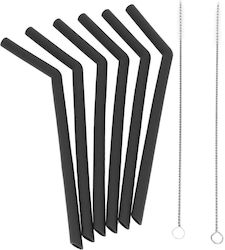 Reusable Silicone Straws 6 Pcs Grey