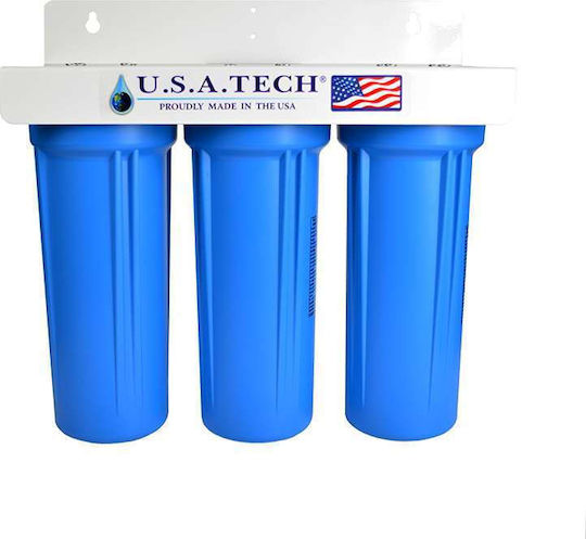 USA Tech Ufhp Triple Under Sink Water Filtration System Central Supply ½" Pipe Cross Section with Faucet WFI0455
