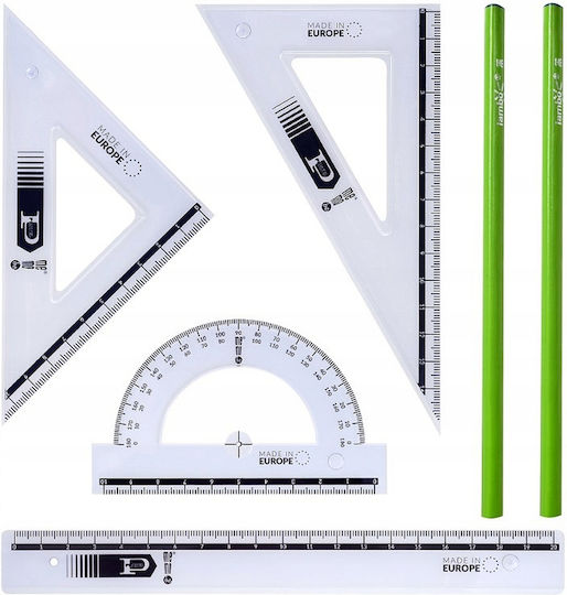 Memobe Zeichensatz 20 cm Lineal + 2 Bleistifte Mk109-00