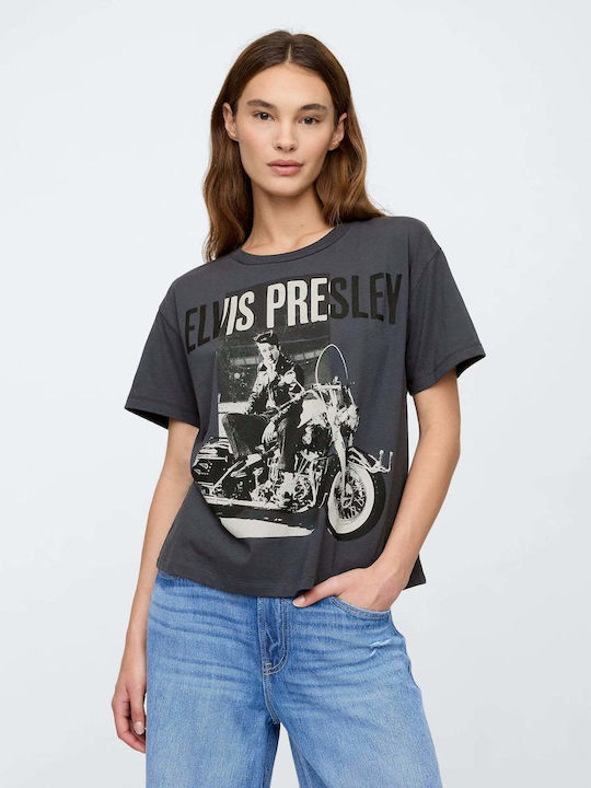 GAP Γυναικείο Crop Top Βαμβακερό Cast Iron