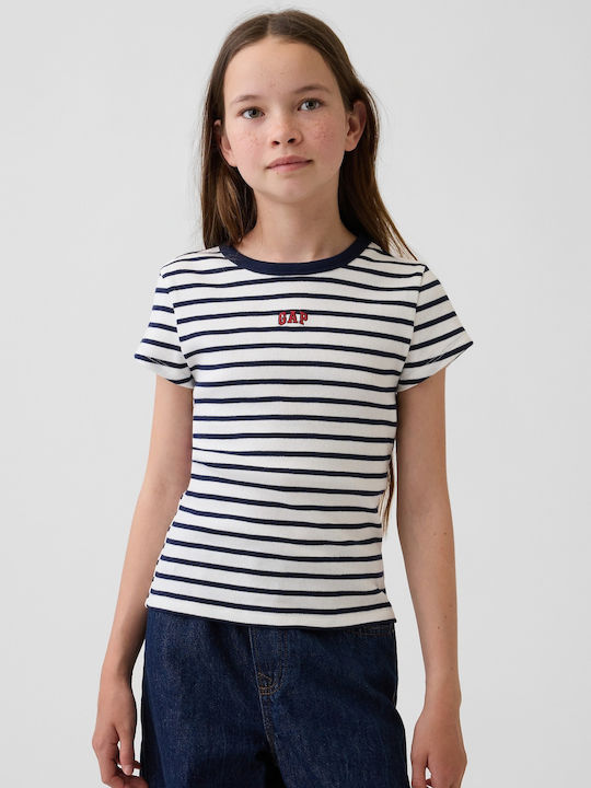 Kids Short-sleeved Navy Stripe Top