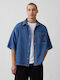 Short Sleeve Denim Shirt in Wide Fit Medium Indigo