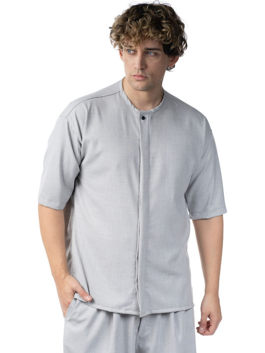 Twin Black Short Sleeve Shirt in Wide Line Grey