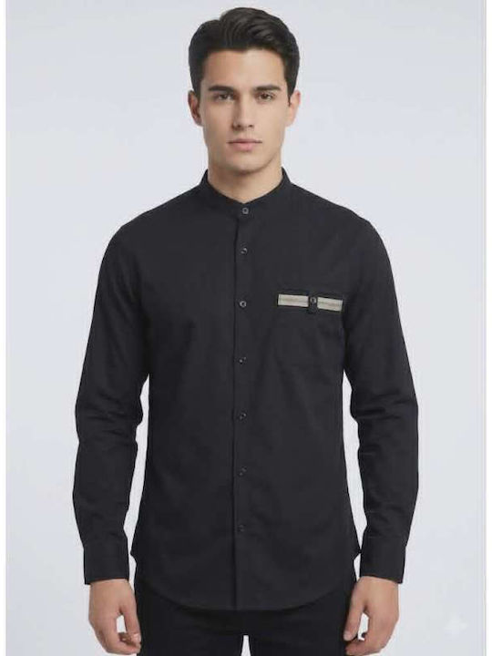 Stefan Fashion Μακρυμάνικo Πουκάμισο Ριγέ Black
