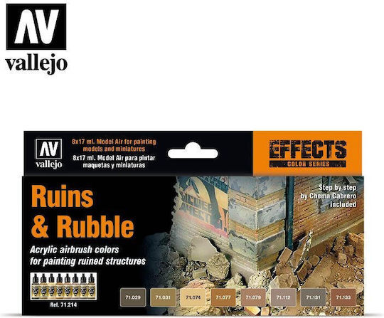 Acrylicos Vallejo Air Effects Σετ Χρώματα Μοντελισμού 17ml 8τμχ