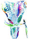 One Piece Swimsuit Leaf Floral Tied At The Waist