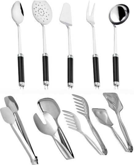 SteweHome Set of 9 Pieces White Stainless Steel Serving Utensils