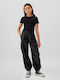 Παιδικό Παντελόνι Cargo Δερμάτινο Black Faux Leather Pull-on