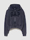 Long Women's Hoodie Sweatshirt with Hood Blue