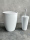 SteweHome Plastic Bathroom Brush and Bin Set White