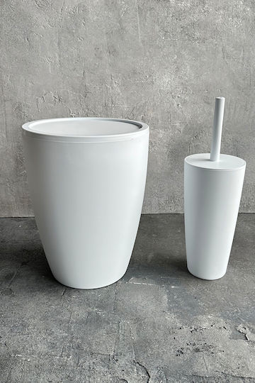 SteweHome Kunststoff Satz Badezimmer Mülleimer und Bürste Weiß