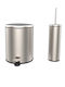 SteweHome Metallic Bathroom Brush and Trash Can Set