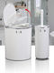 SteweHome Plastic Bathroom Brush and Trash Can Set White