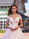 Maxi Brautkleid mit Spitze & Masche Beige-Rosa