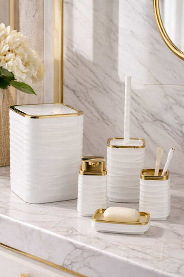 SteweHome Bathroom Accessory Set Plastic White 5 Pieces
