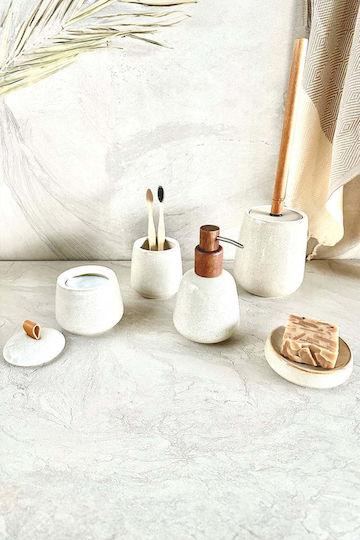 SteweHome Bathroom Accessory Set Ceramic Beige 5 Pieces
