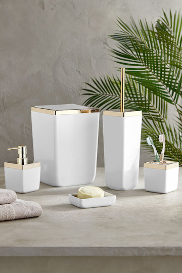SteweHome Bathroom Accessory Set Plastic White 5 Pieces