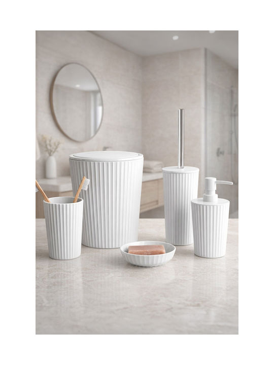 SteweHome Bathroom Accessory Set Plastic White 5 Pieces