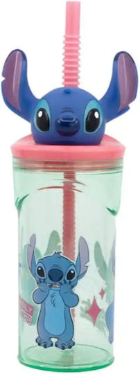 Pos Παιδικό Παγούρι Stitch με Καλαμάκι Ροζ 360ml