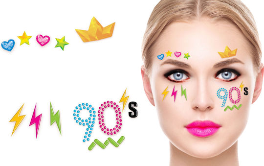 Kristallaufkleber Gesicht Dekoration Disco 90er