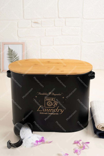 SteweHome Metallische Aufbewahrungsbox mit Deckel Schwarz 31cm