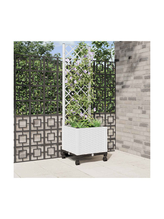 vidaXL Planter Box Din Plastic Alb 40x40x146 cm