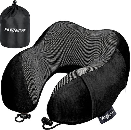 Activ Space Μαξιλαράκι Ταξιδίου Memory Foam με Θήκη Μεταφοράς Μαύρο