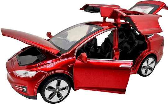 Replica Metalică Roșie Tesla Model X 1:32 Lumini Sunete Uși Falcon