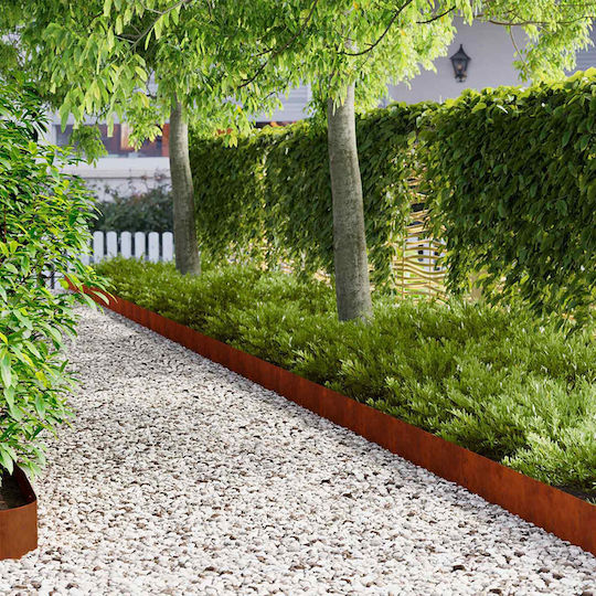 vidaXL Metal Garden Hedge in Brown Color 15cm x 1.03m 30 Pieces
