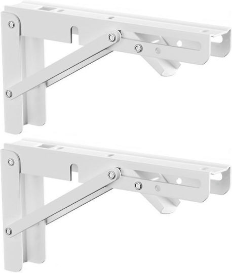 Foldable Metal Corner Shelf Bracket in White 2 Pieces 7741