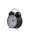 Avizar Table Clock 12cm Bedroom Round Format Double Bell Elegant Black
