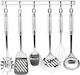 Stainless Steel Cooking Utensil Set With Stand 7 Pieces Silver